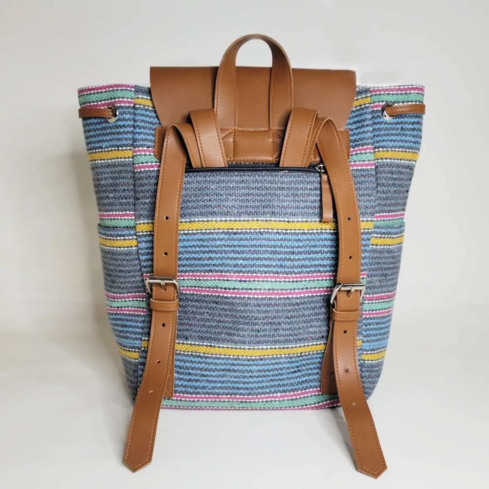 Multicoloured Stripes Khes Backpack | Hand-Crafted | Traveler Bag