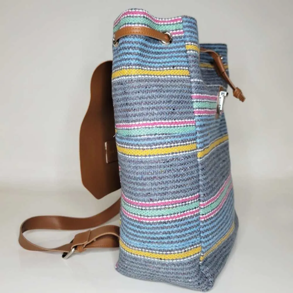 Multicoloured Stripes Khes Backpack | Hand-Crafted | Traveler Bag