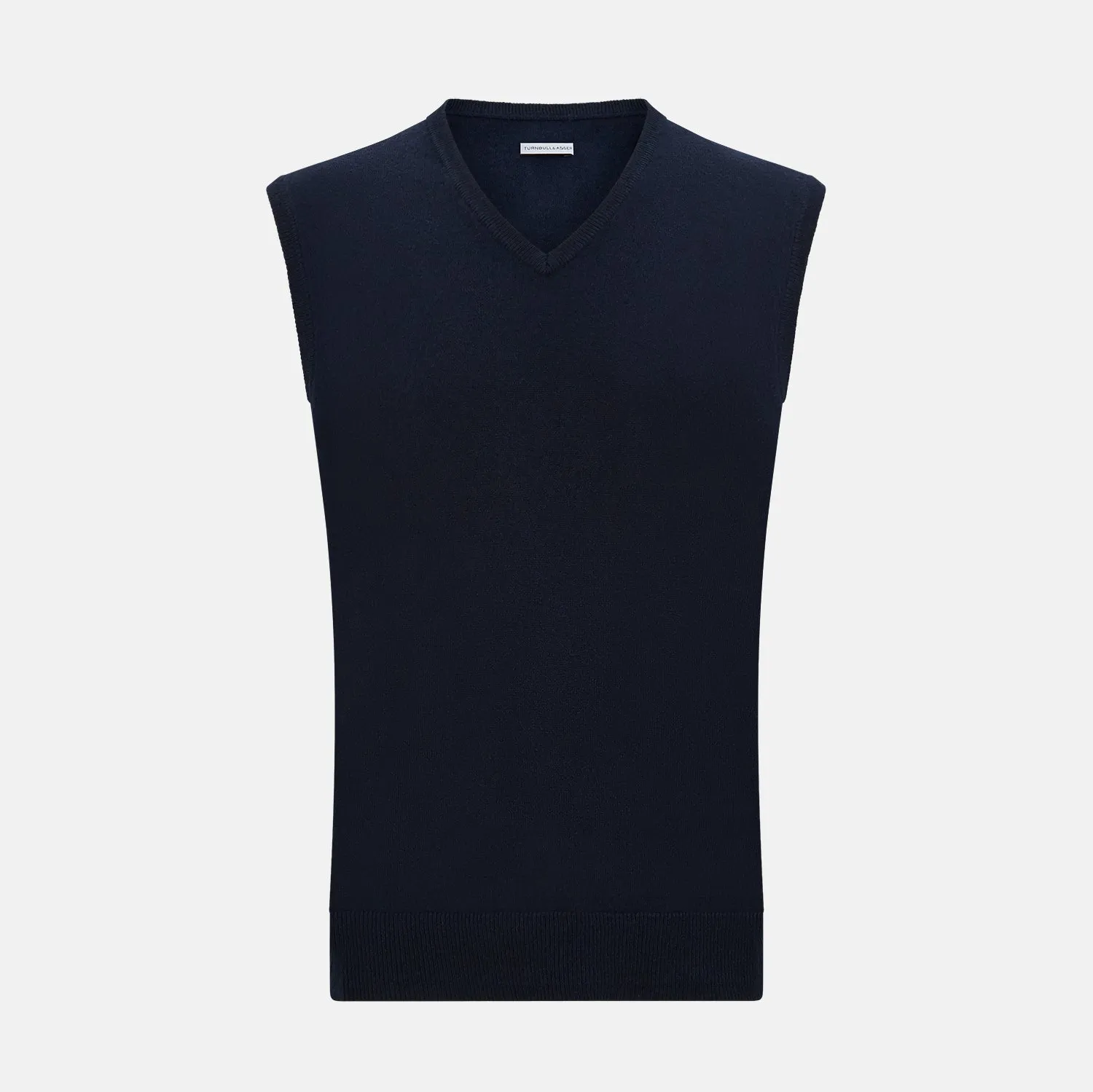 Navy Cashmere V-neck Vest