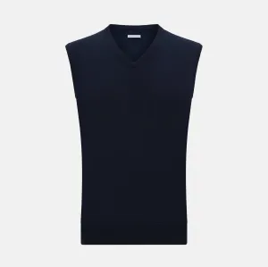 Navy Cashmere V-neck Vest