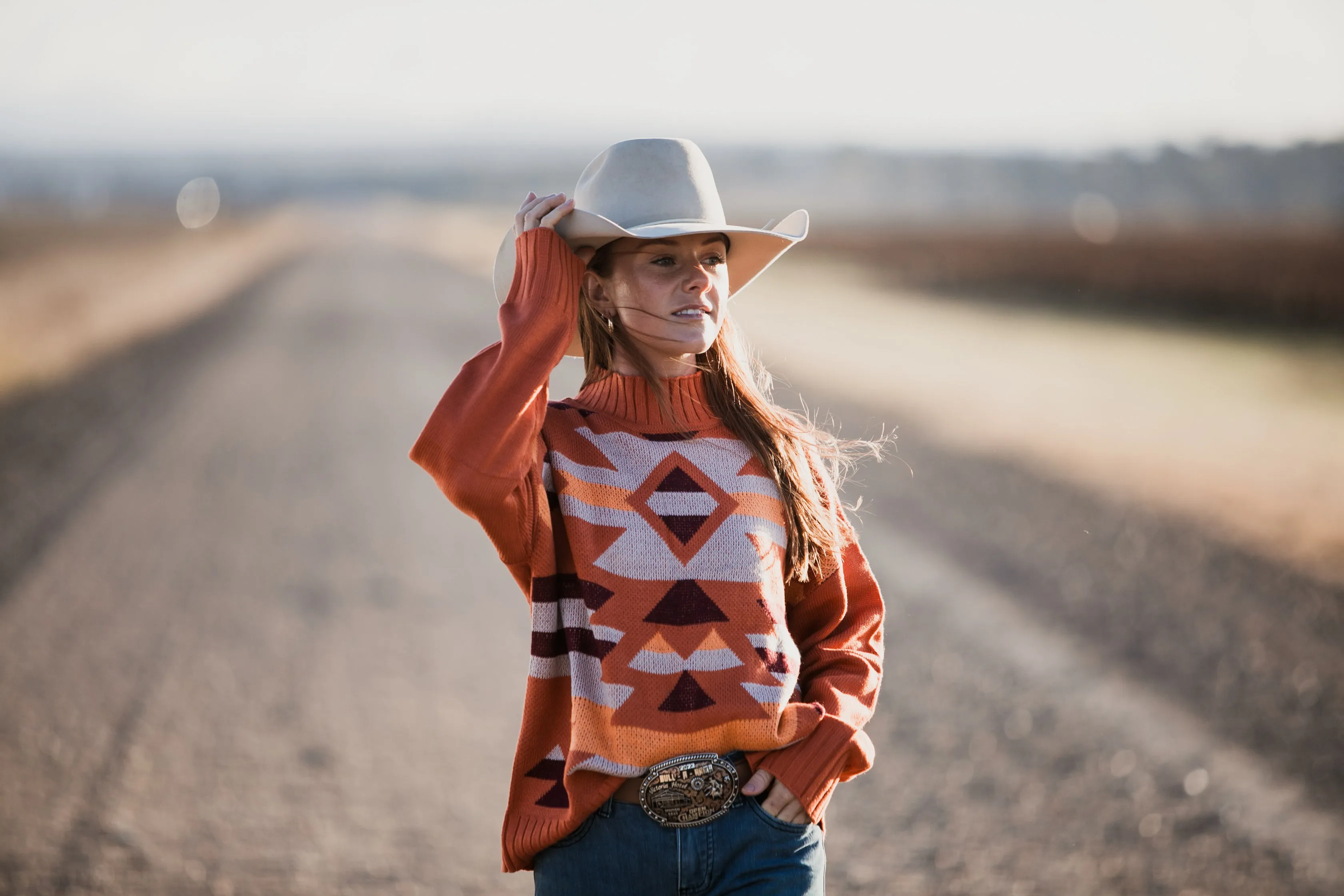Orange/rust Aztec pullover