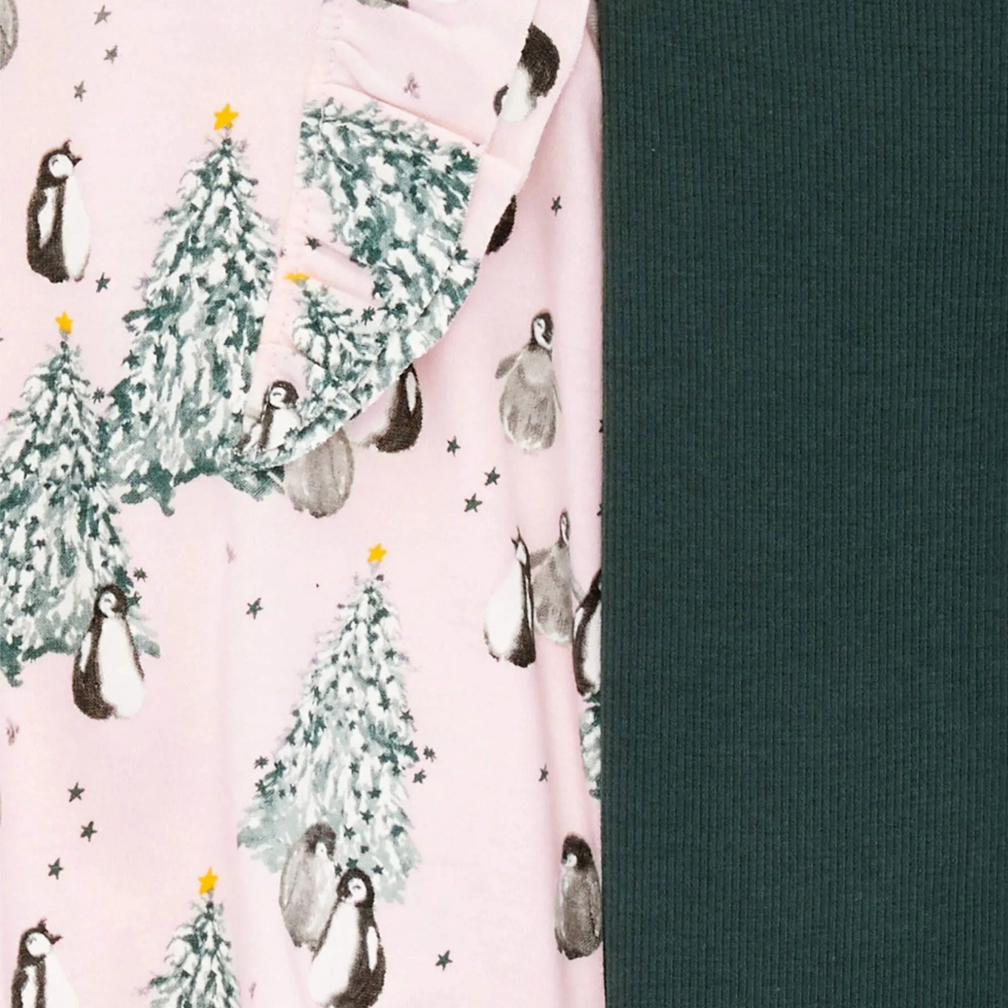 Organic Cotton Tunic & Ribbed Legging Set - Evergreen Penguins - Zucchini