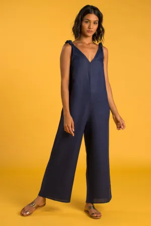 PANAREA Linen Jumper - Navy Blue