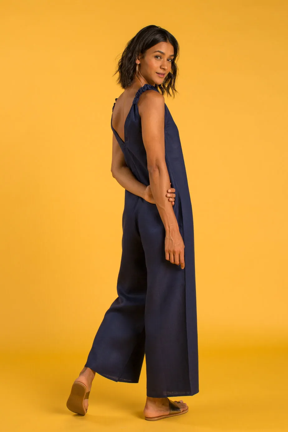 PANAREA Linen Jumper - Navy Blue