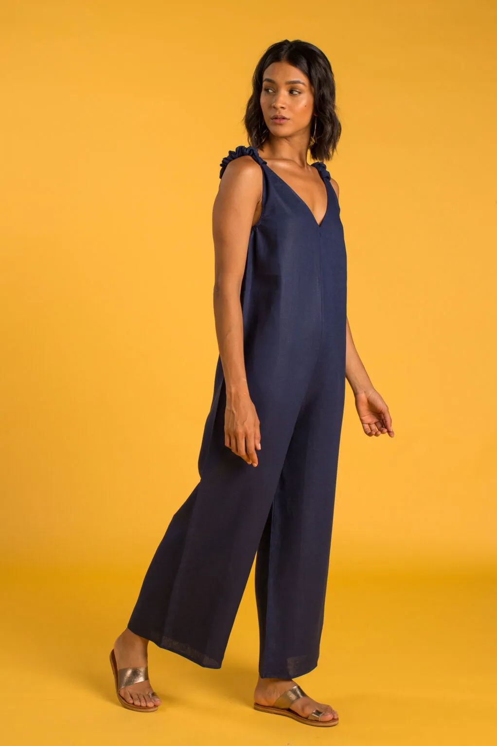 PANAREA Linen Jumper - Navy Blue