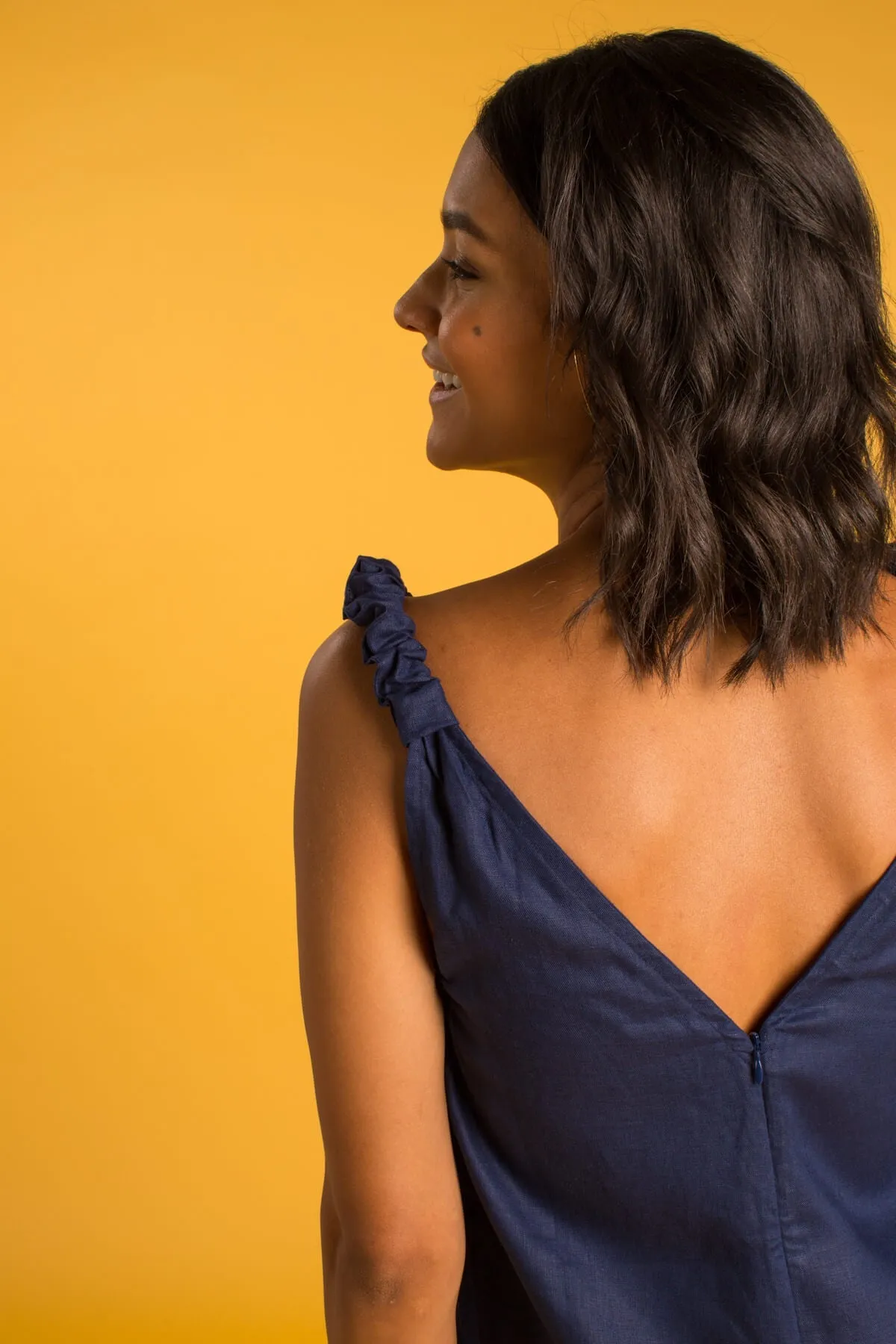 PANAREA Linen Jumper - Navy Blue