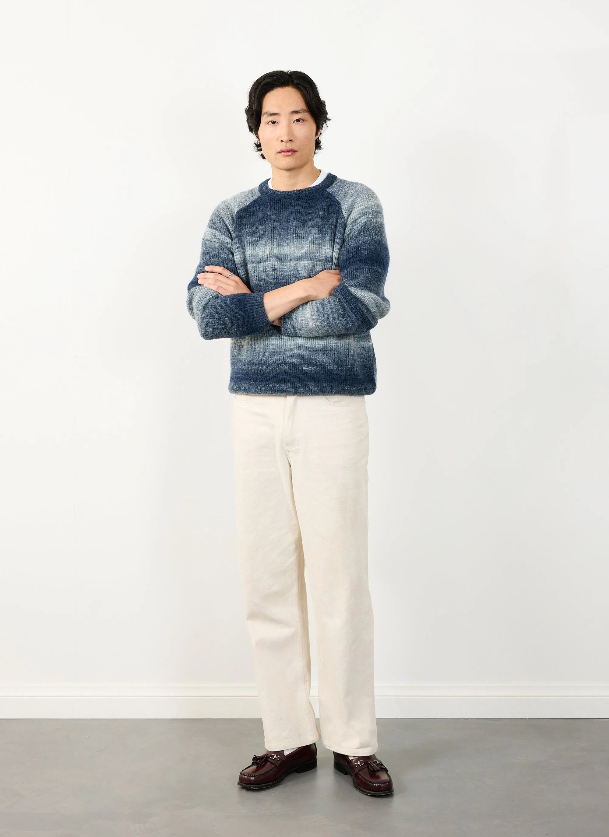 Patina Ribbed Crew Neck Jumper | Wool | Navy