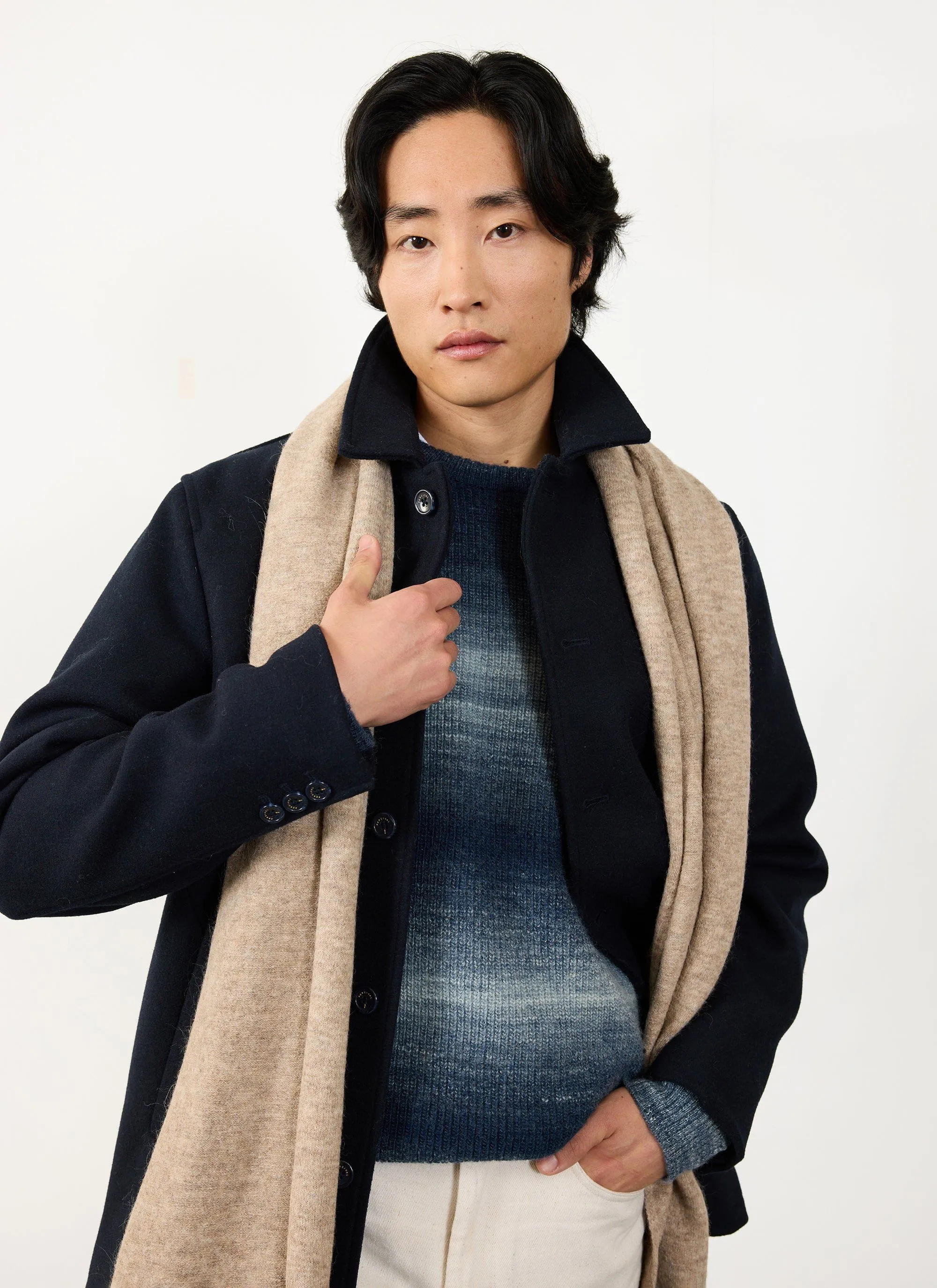 Patina Ribbed Crew Neck Jumper | Wool | Navy