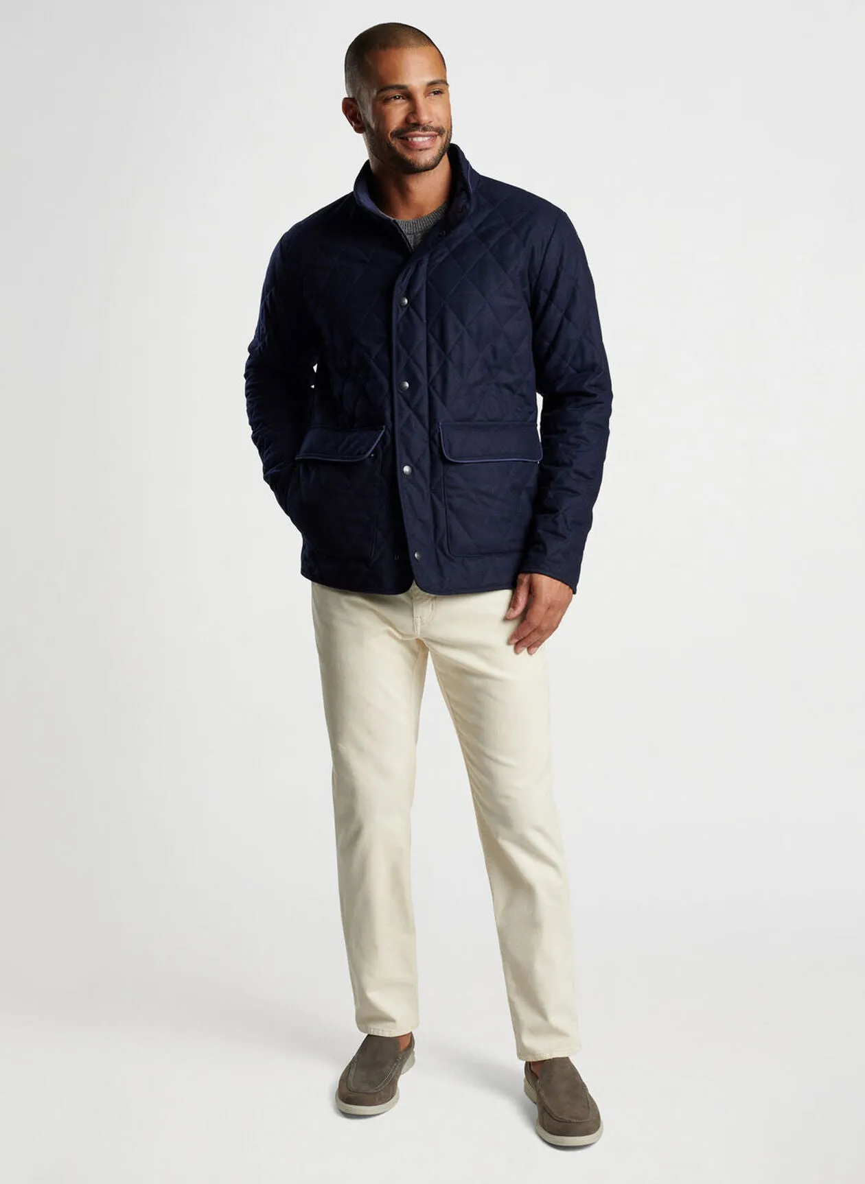 Peter Millar Suffolk Wool Coat In Navy