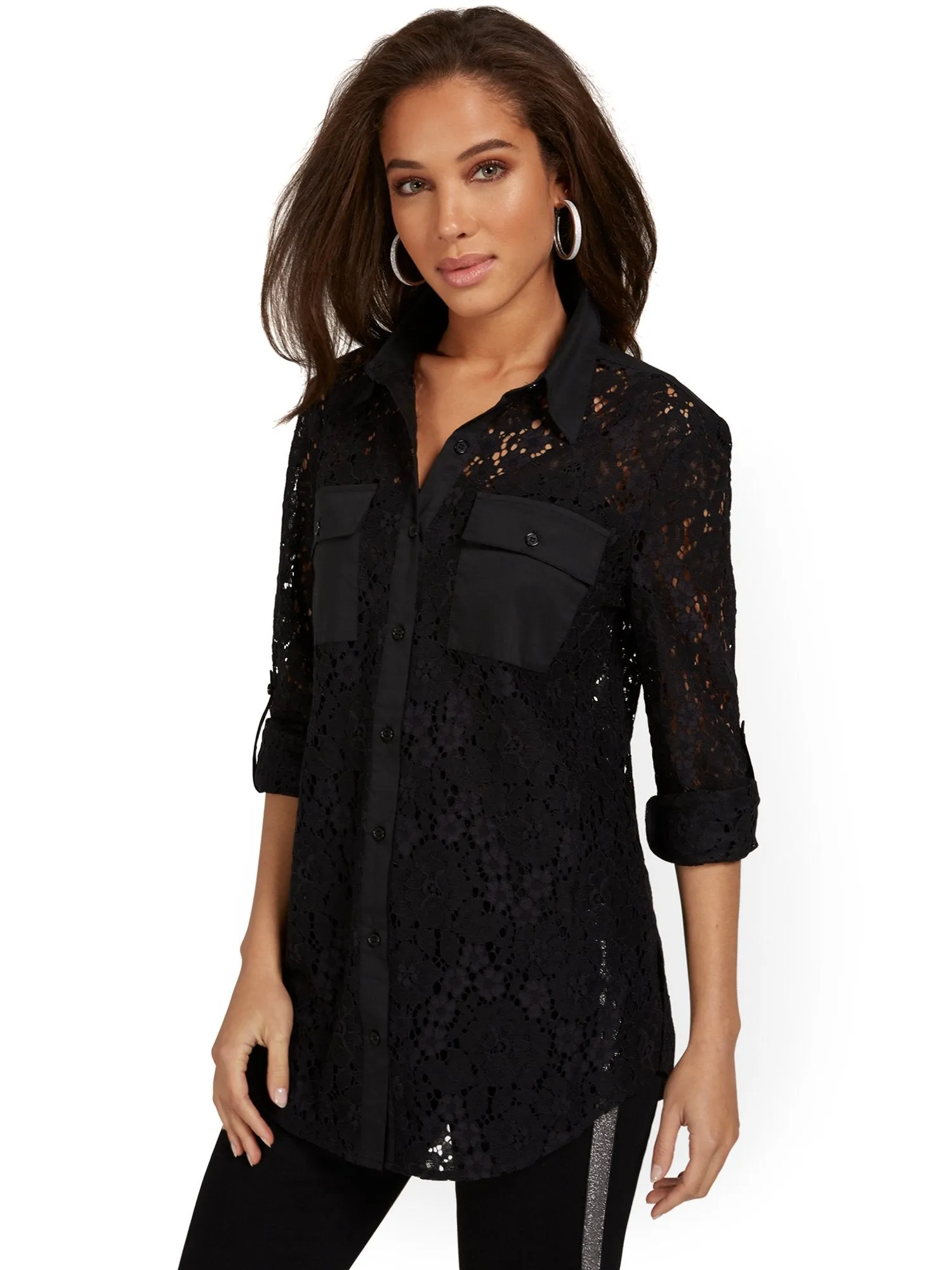 Petite Crochet Lace Tunic Top
