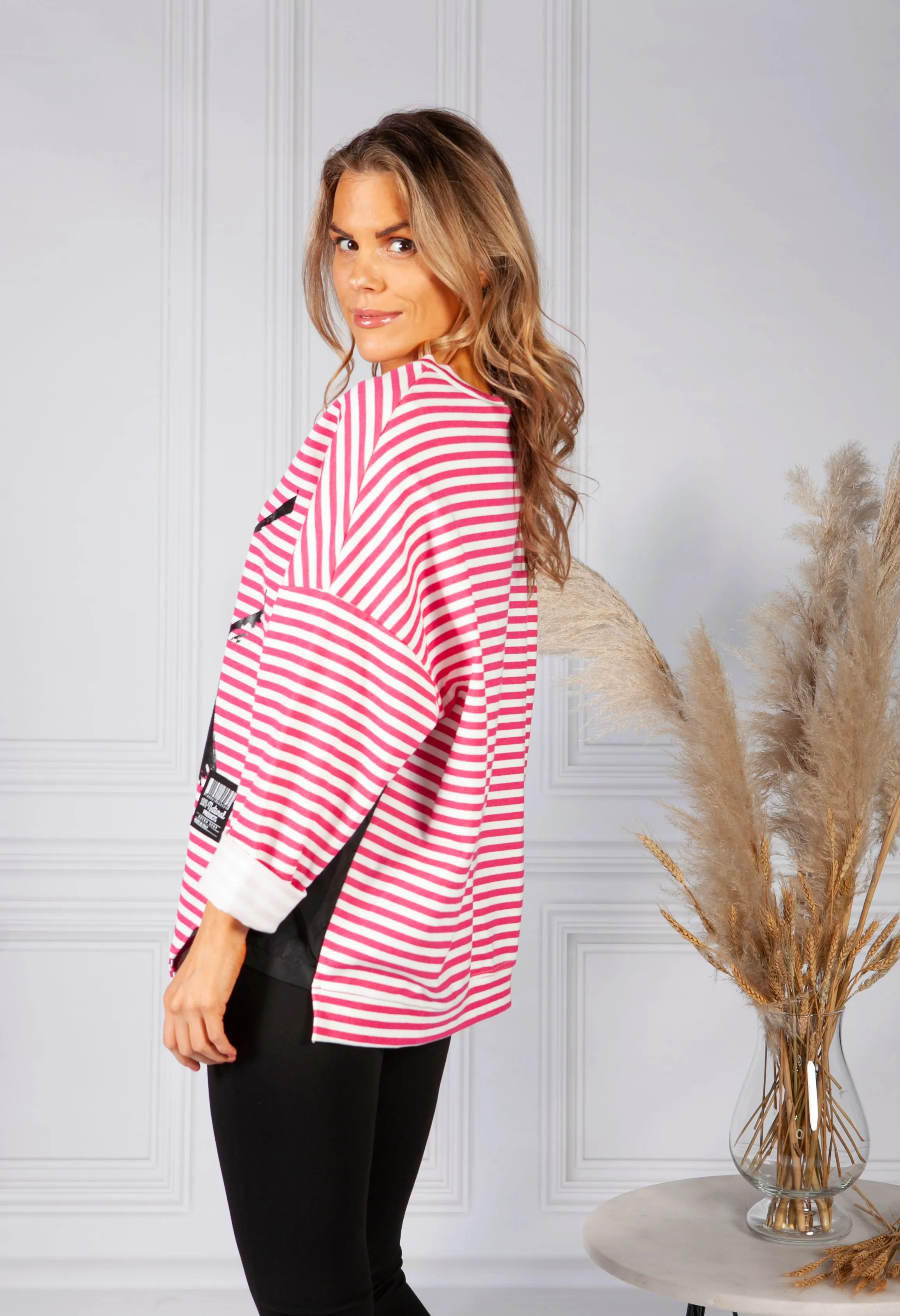 Pink Graffiti Stripe Jersey Jumper