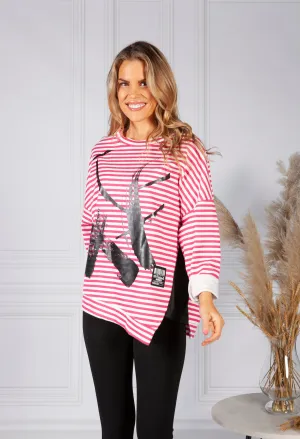 Pink Graffiti Stripe Jersey Jumper