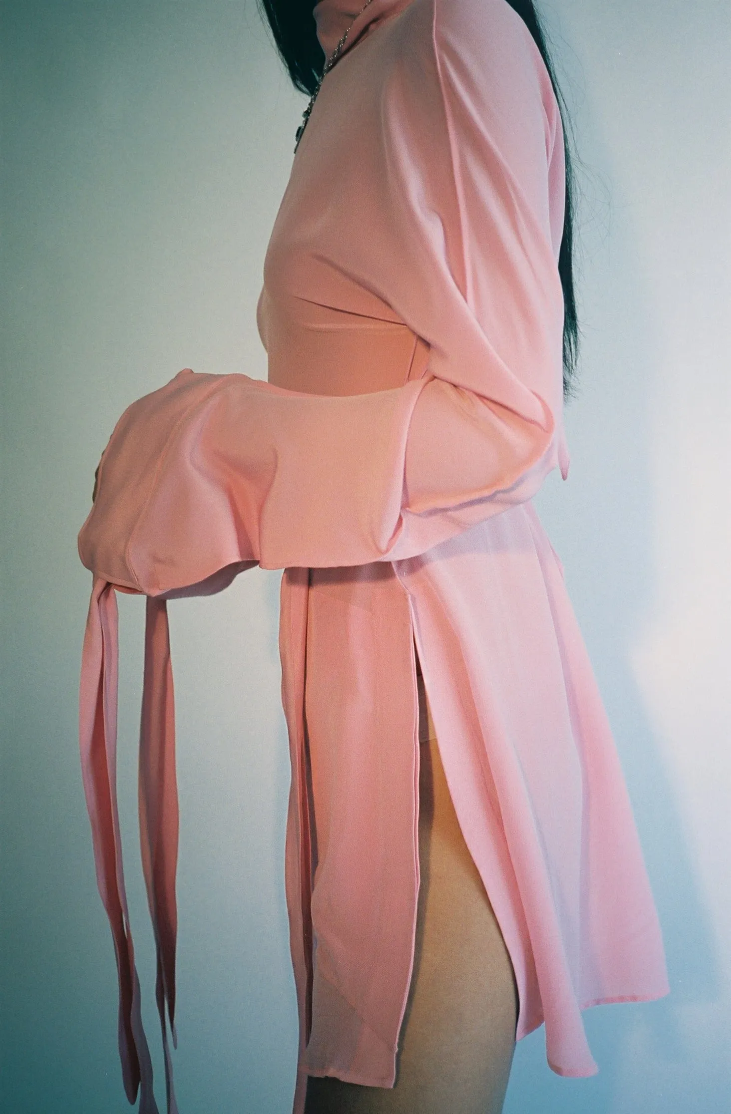 Pink Silk Mini Tie Dress