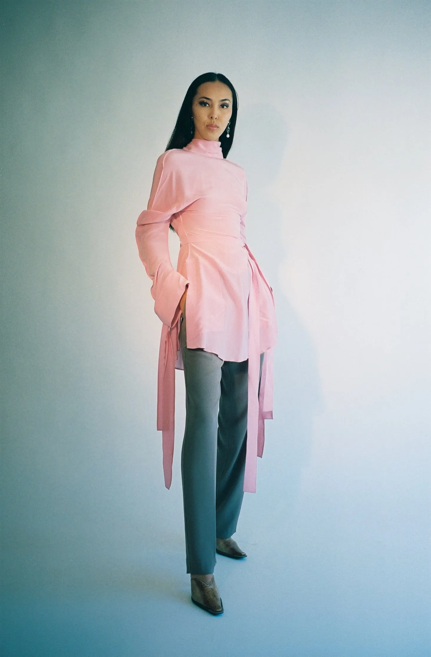 Pink Silk Mini Tie Dress