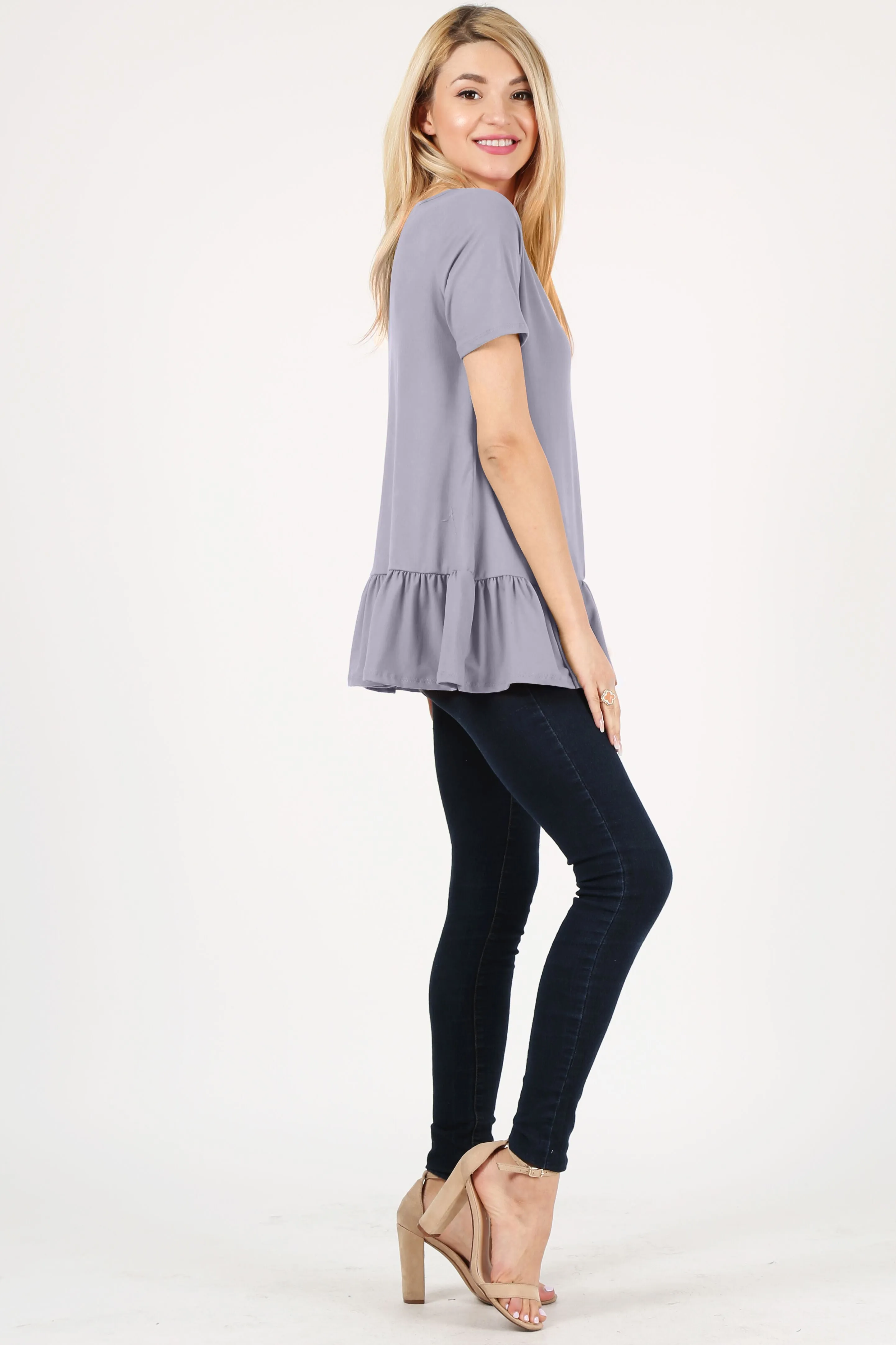 Play With Peplum Tunic Top Short Sleeve