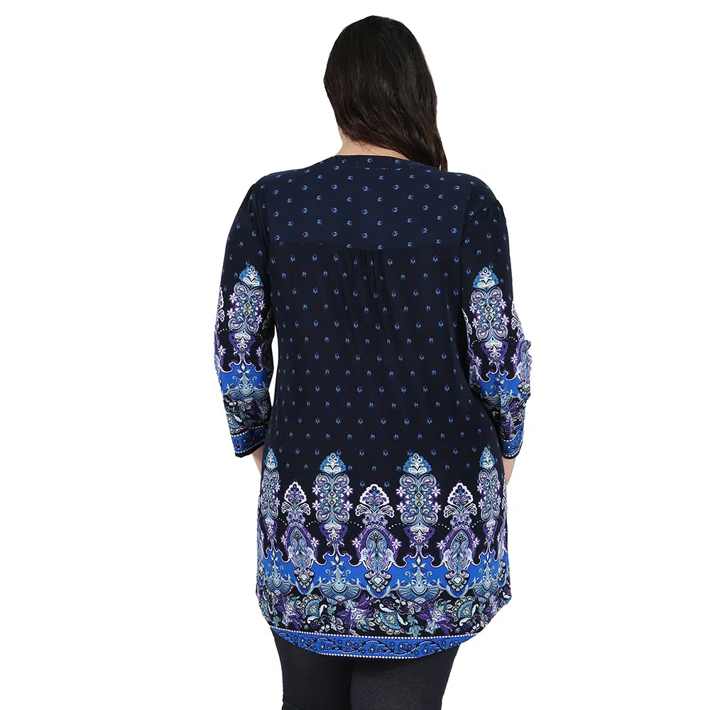Plus Size La Cera Renaissance Paisley Print Tunic