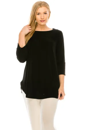 Plus Size  Rounded Bottom Tunic-3046BN-QXS1