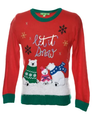 Polar Bear Design Christmas Jumper - S