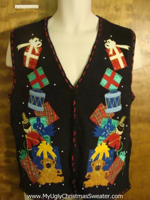 Presents Stacked High Funny Christmas Sweater Vest