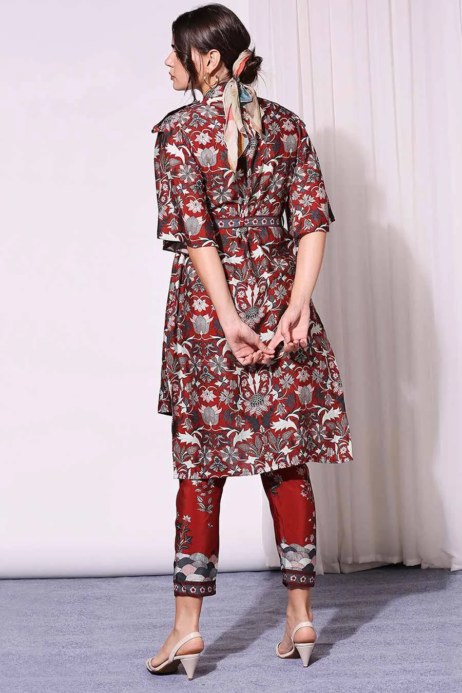Printed Trench Tunic & Pant Co-Ord Set