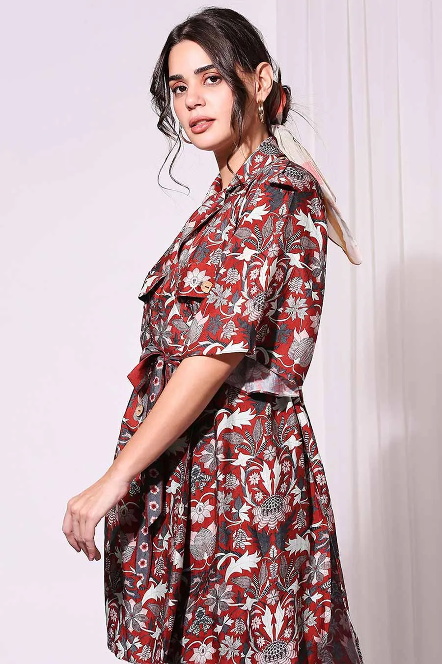 Printed Trench Tunic & Pant Co-Ord Set