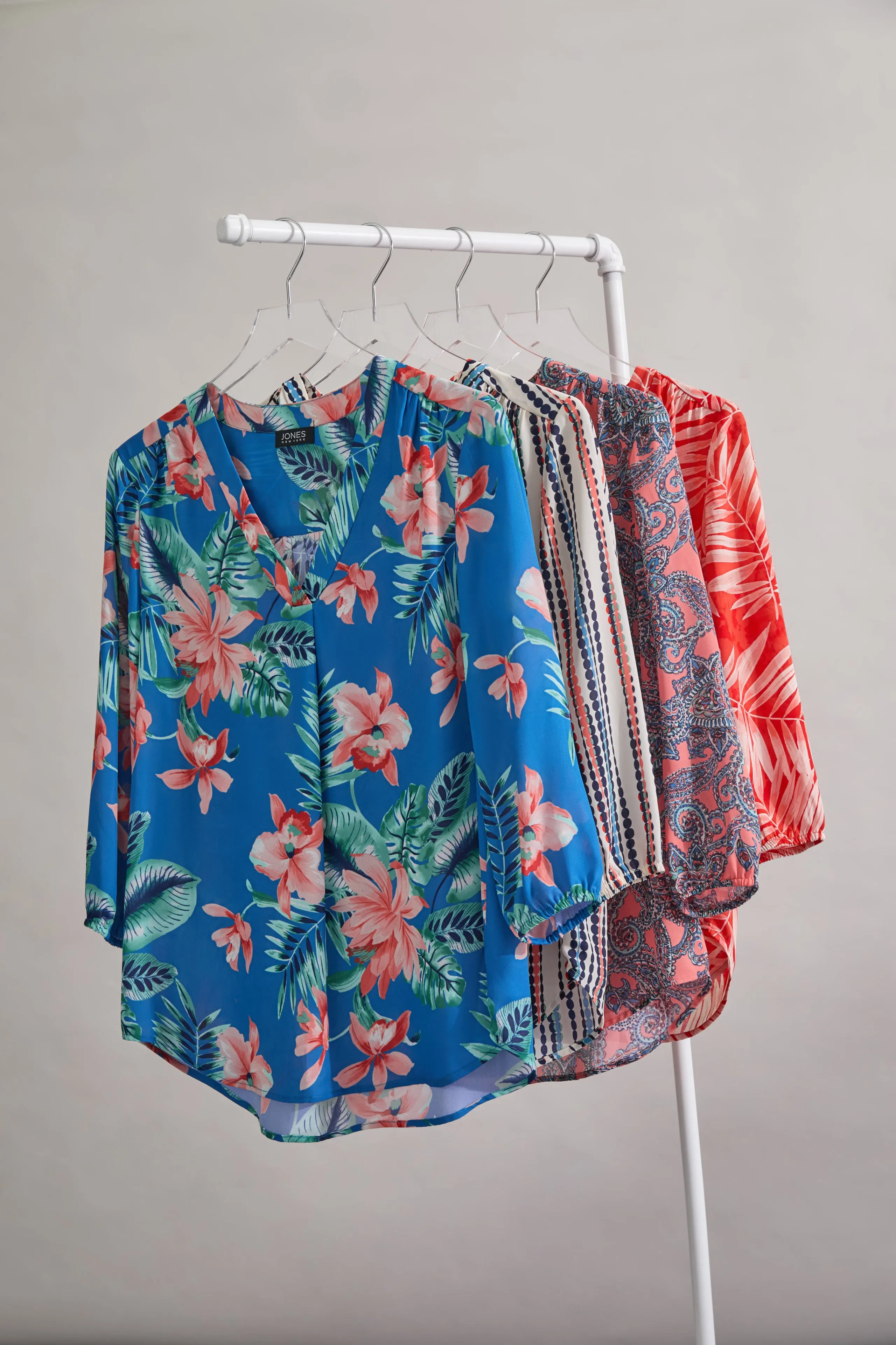 Printed V-Neck Pleated Kelly Blouse, Crepe De Chine