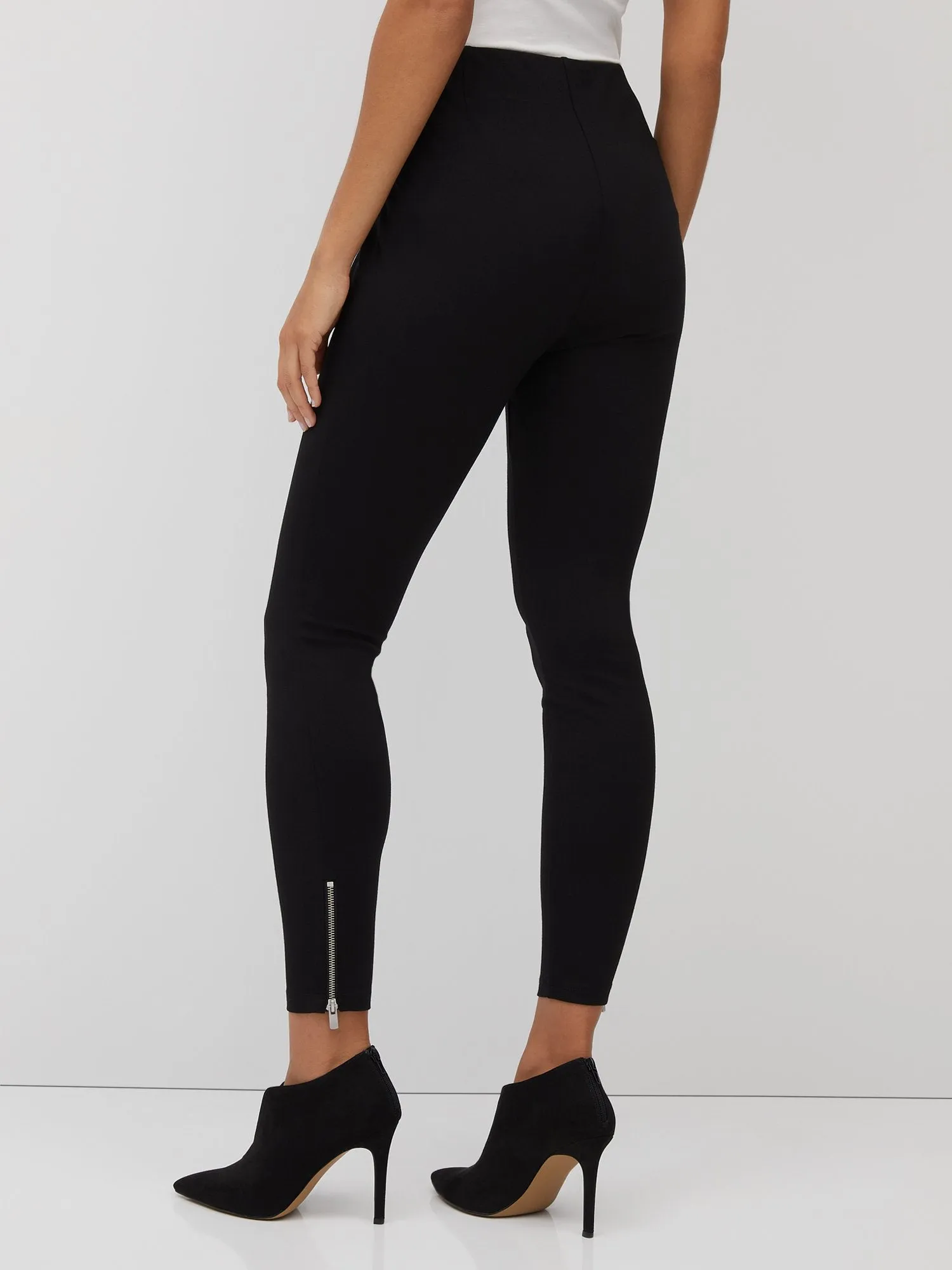 Pull-On High-Waisted Ankle-Zip Legging