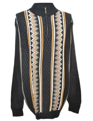 Quarter Zip Blue Jumper - XL