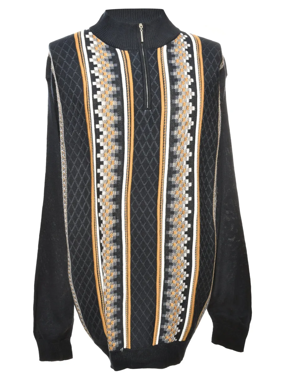 Quarter Zip Blue Jumper - XL
