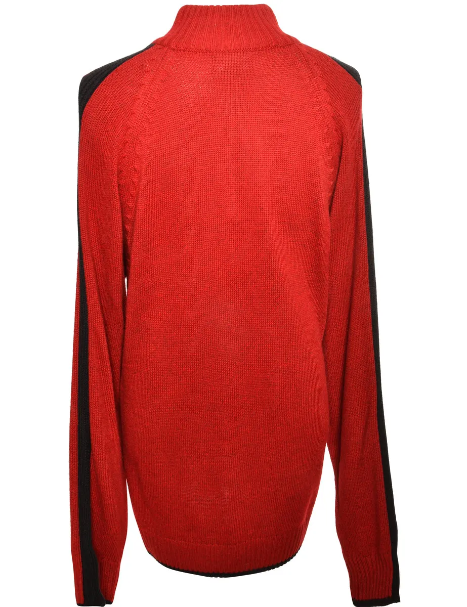 Quarter Zip Red Jumper - XL