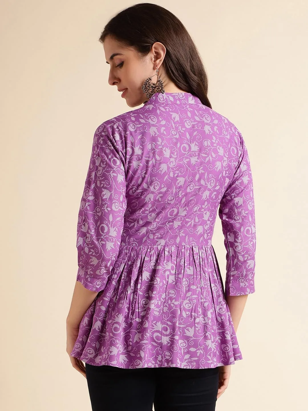 Rayon Floral Printed A-Line Women's Tunic Tops/Short Kurti