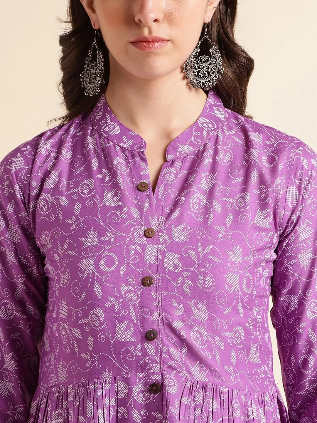 Rayon Floral Printed A-Line Women's Tunic Tops/Short Kurti