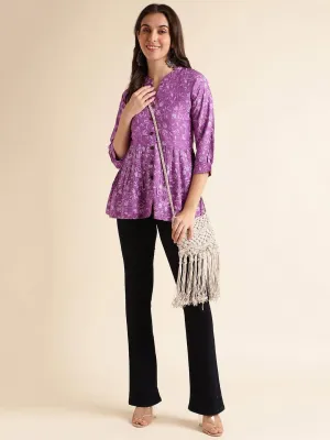 Rayon Floral Printed A-Line Women's Tunic Tops/Short Kurti