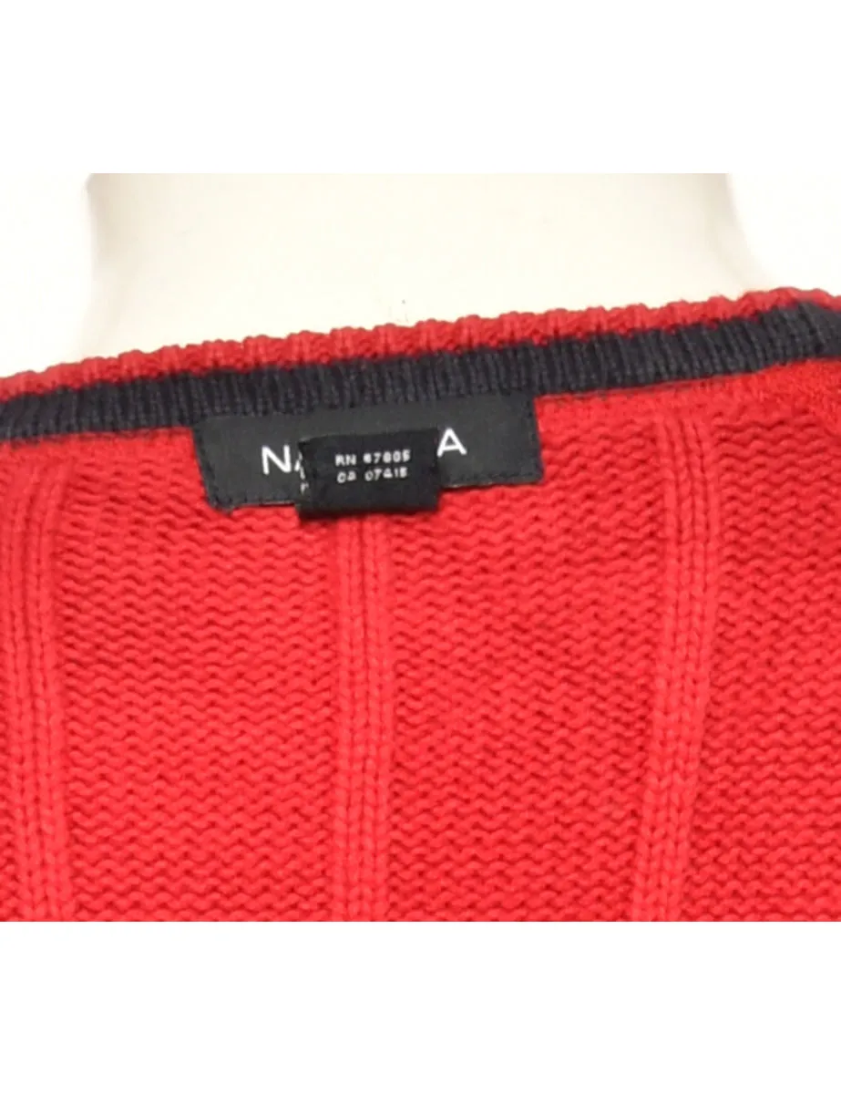 Red Nautica Striped Jumper - XL