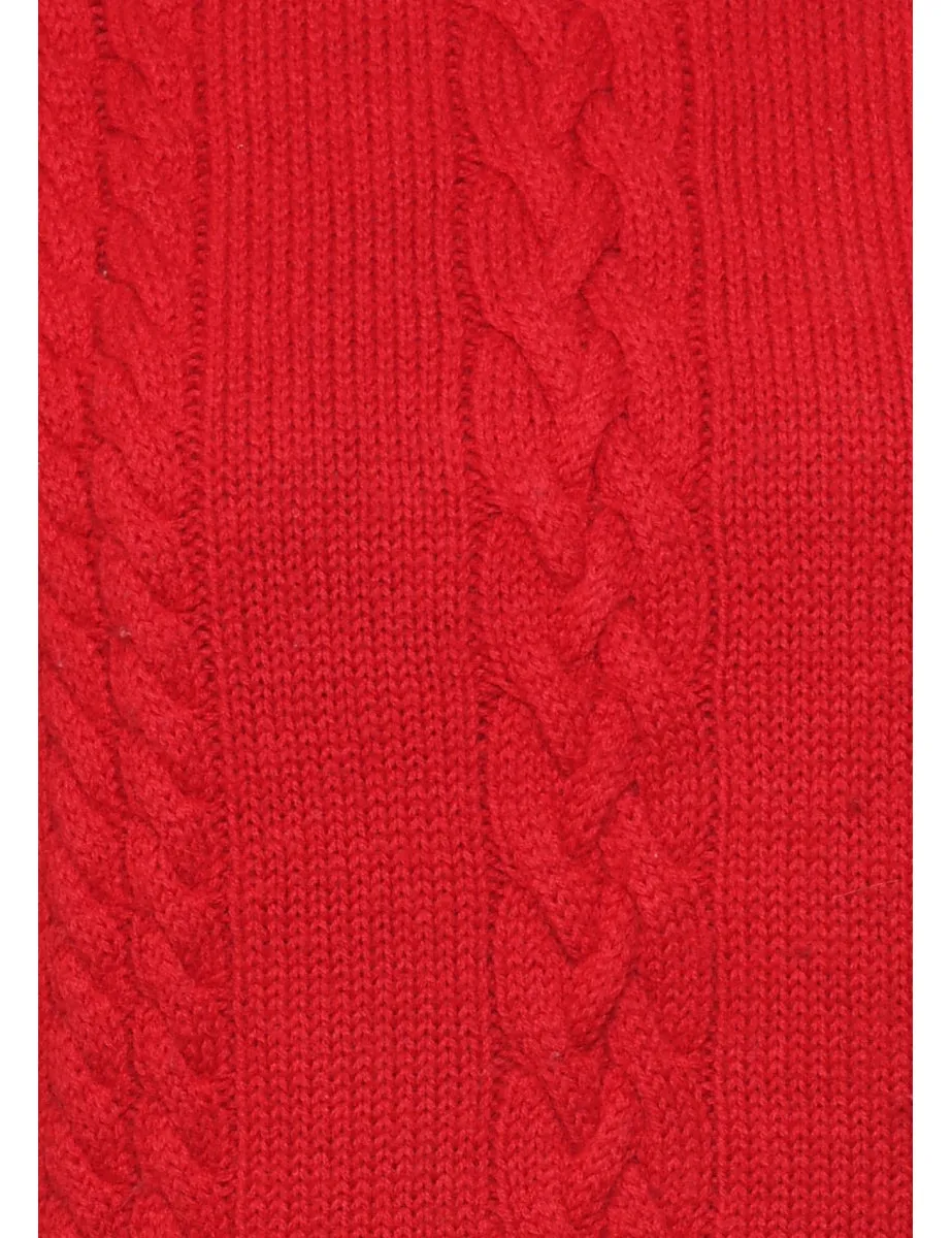 Red Polo Neck Jumper - L