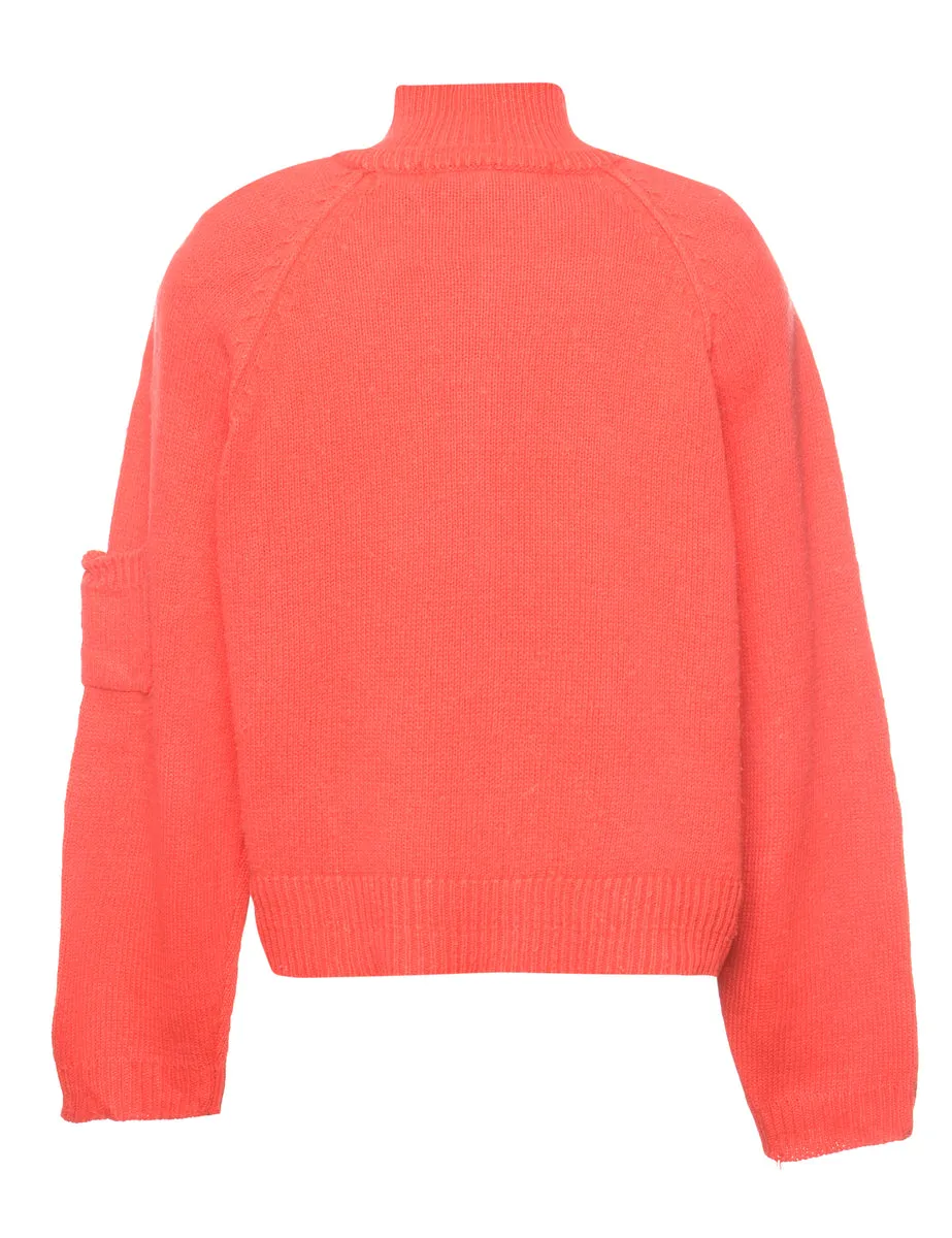 Red Polo Neck Jumper - M