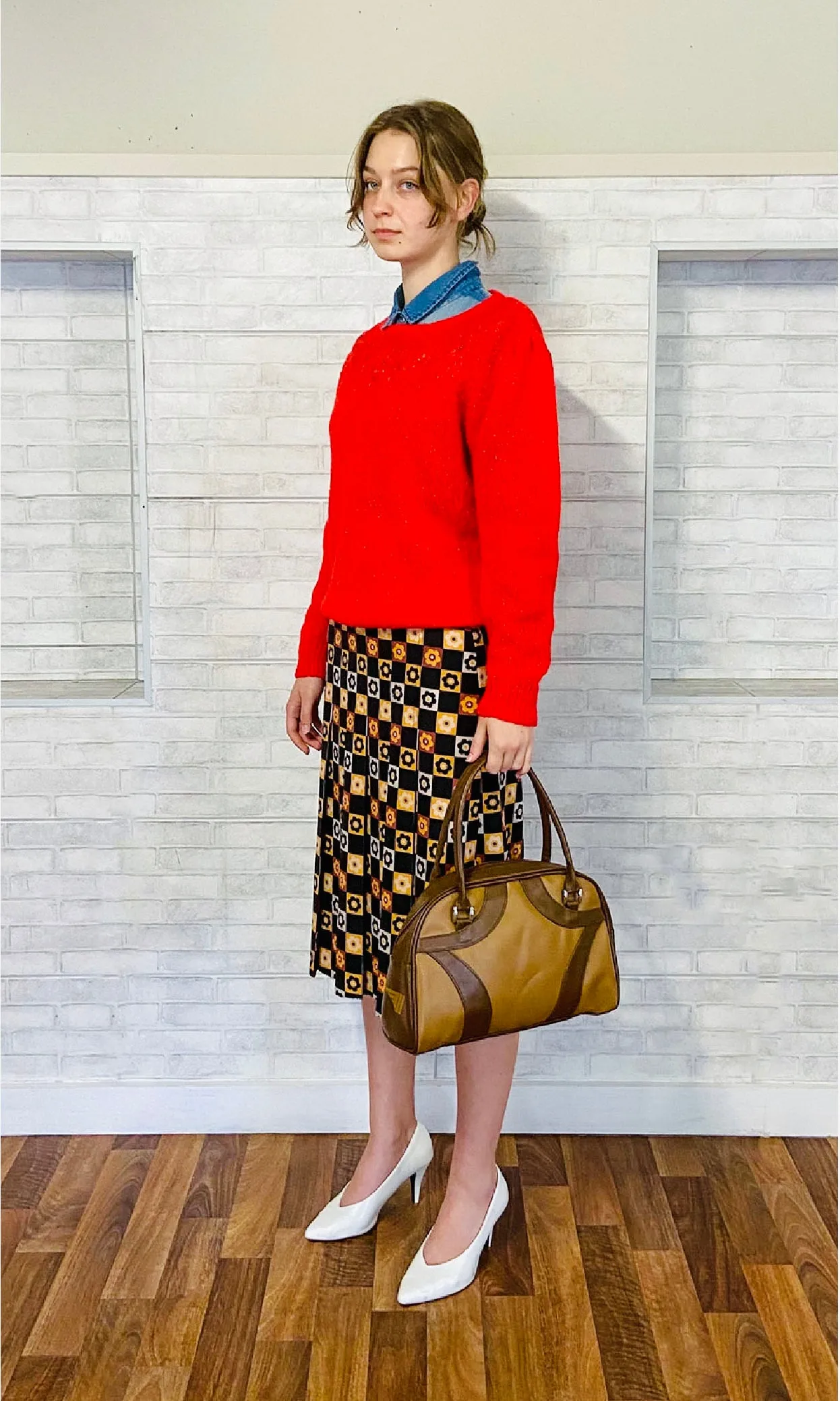 Red Vintage Jumper and Retro Bag