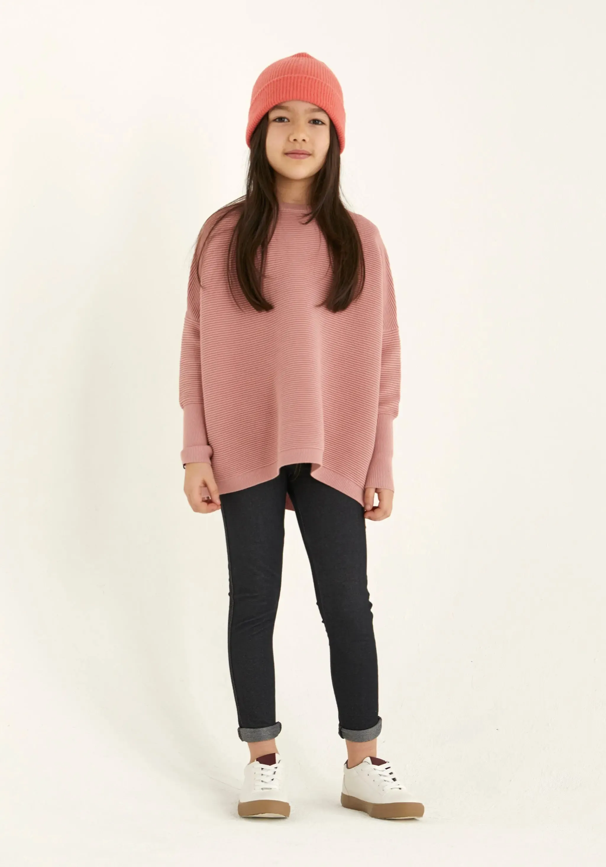 Rose Pink Paisie Kids Ribbed Jumper