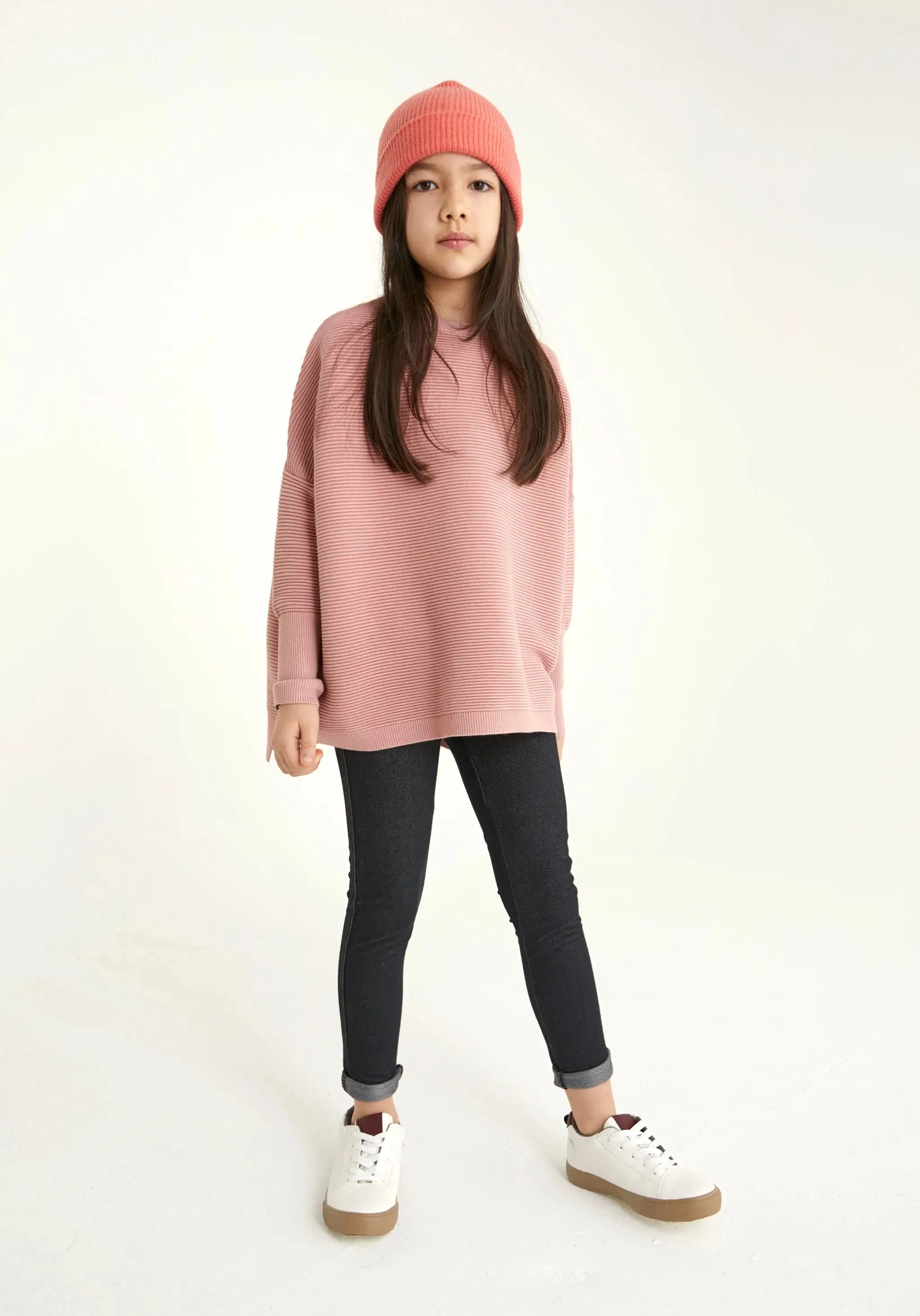 Rose Pink Paisie Kids Ribbed Jumper