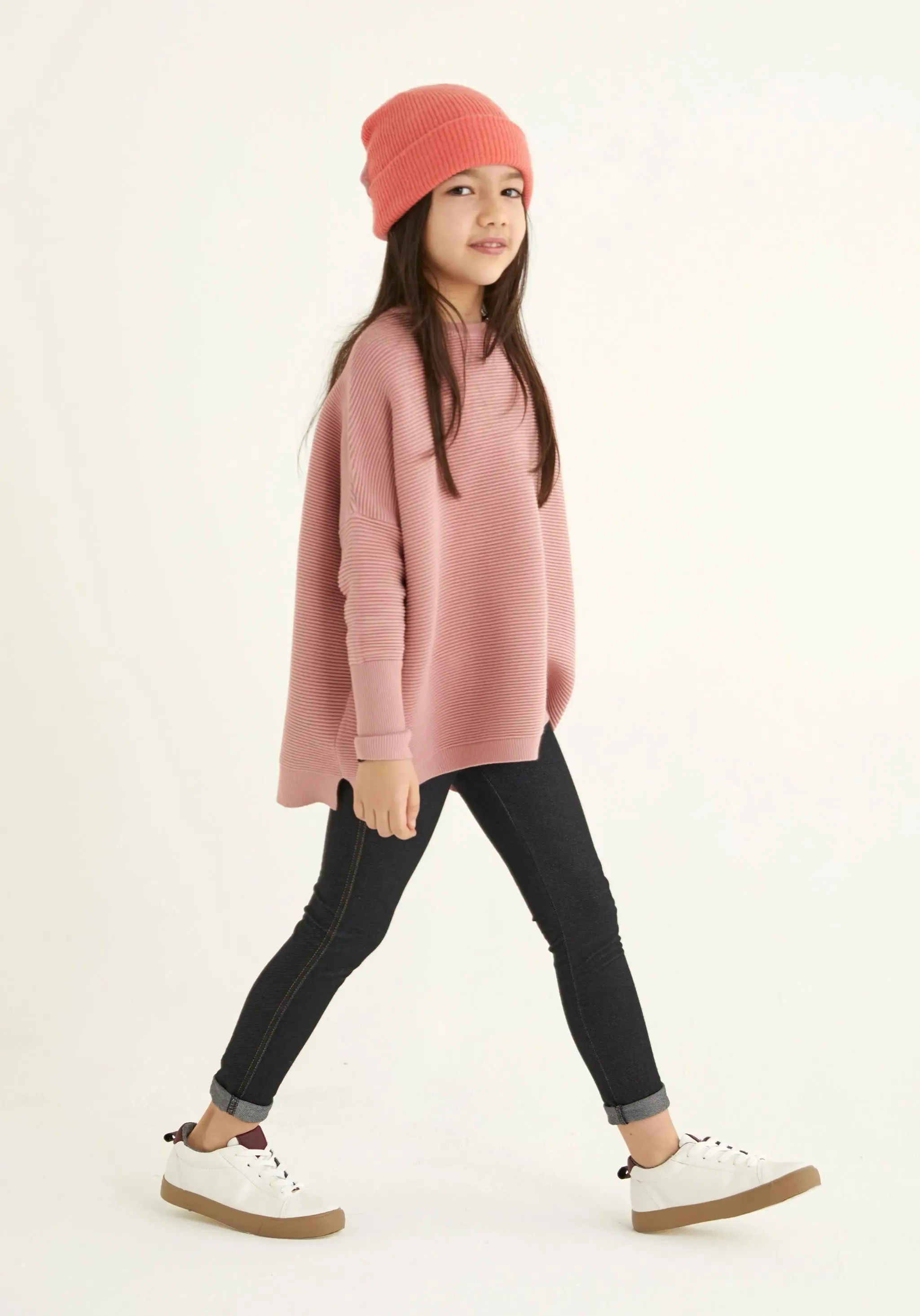 Rose Pink Paisie Kids Ribbed Jumper