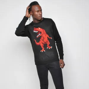 Run & Fly - T Rex - Mens Jumper - Black