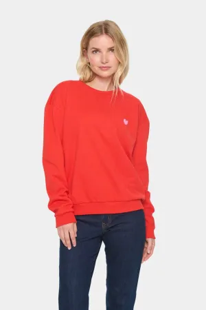 Saint Tropez Heart Cotton Blend Sweatshirt Red