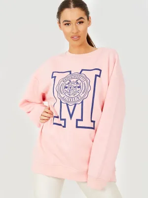 Sandy Massachusetts University Graphic Sweatshirt Jumper In Pink