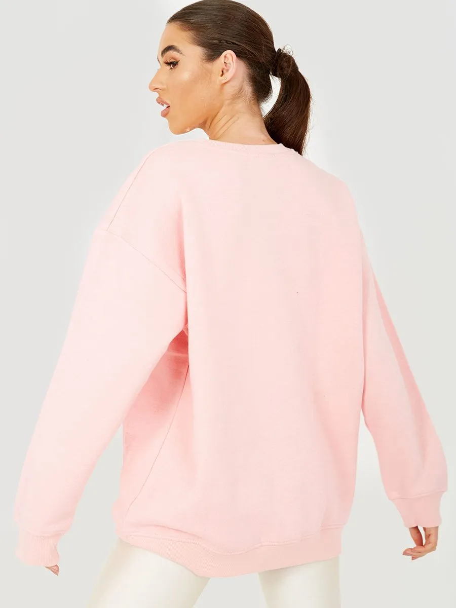 Sandy Massachusetts University Graphic Sweatshirt Jumper In Pink