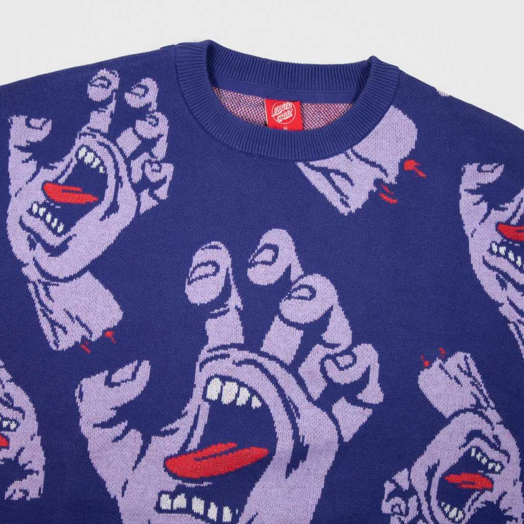 Santa Cruz - Hands All Over Knitted Jumper - Navy Blue