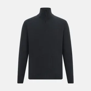 Smoke Grey Half-Zip Cashmere Jumper