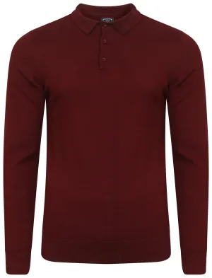 Stirling Long Sleeve Polo Shirt in Oxblood - Kensington Eastside