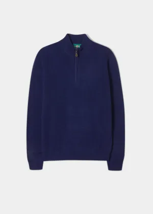 Sutherland Lambswool 1/4 Zip Jumper in Indigo - Regular Fit