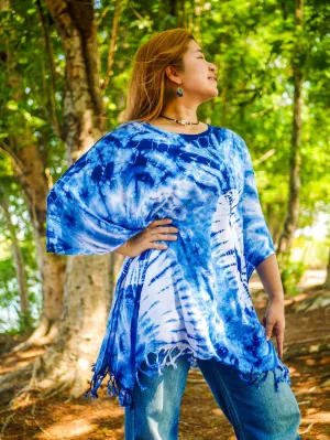 T0102- Hand Dyed Tunic Boho Kaftan Blouse Hippie Oversize Tops