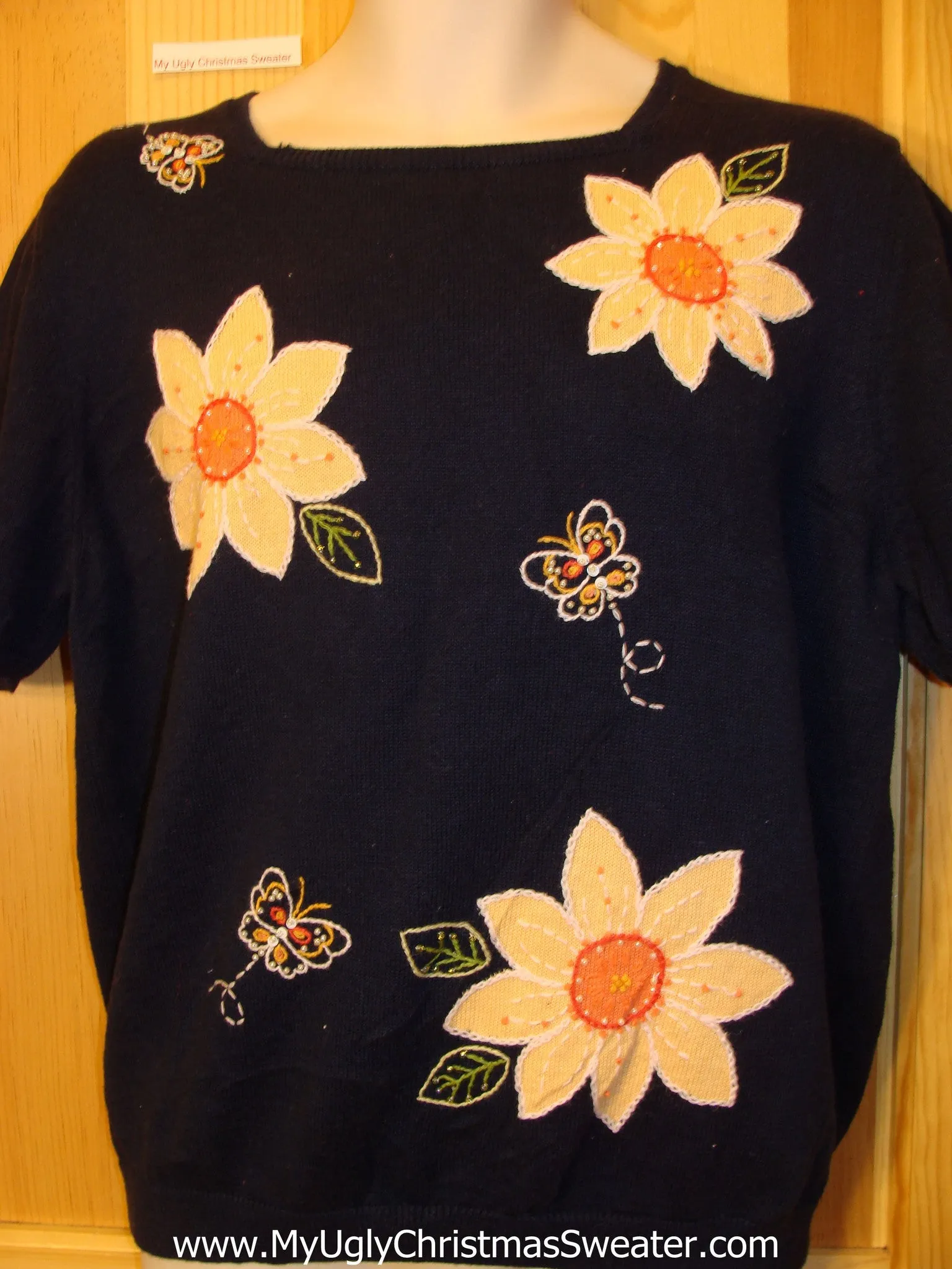 Tacky Cheap Ugly Sweater with Huge Flowers